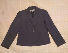 Jones New York Tailored Navy Microdot One-Button Blazer