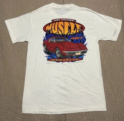 90s NOS Vintage Corvette Graphic Tee Mens Medium Short Sleeve Chevy Chevrolet GM