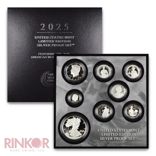 2025-S Limited Edition Silver 8-Coin Proof Set (Box and CoA)