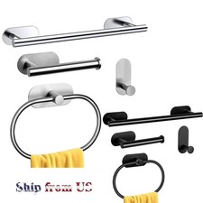 Rustproof Steel Bathroom Towel Bar Rack 4PCS  Adhesive Wall Mount No Drill Hard
