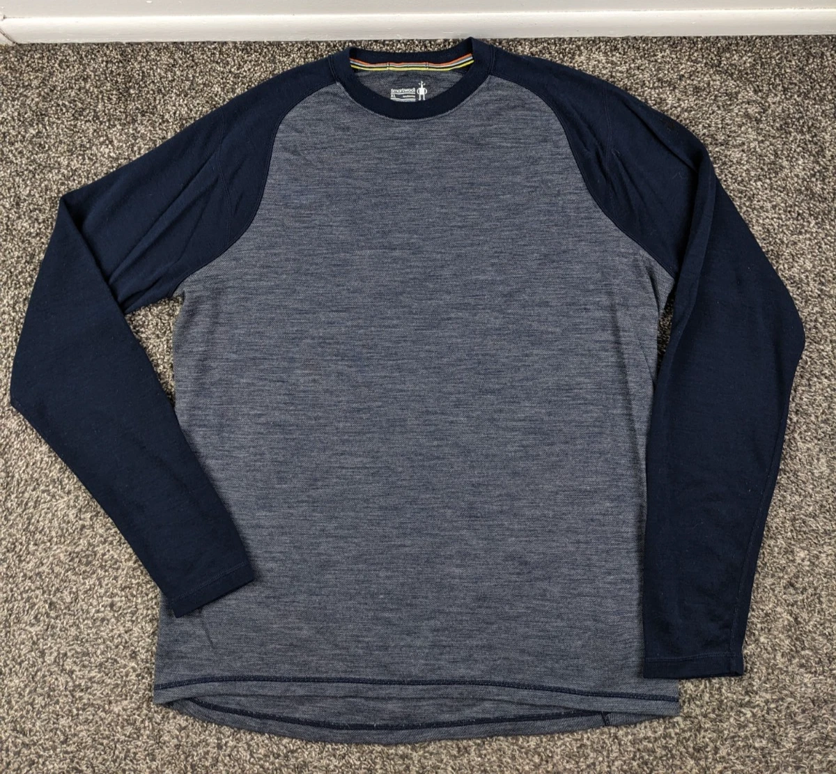 Smartwool Merino 250 Blue Base Layer Baseball T Shirt Mens XL Hiking Gorpcore