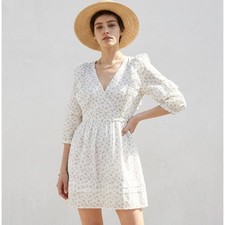 NWT Madewell White Floral Spring Fling Mini Dress MC947, size 6