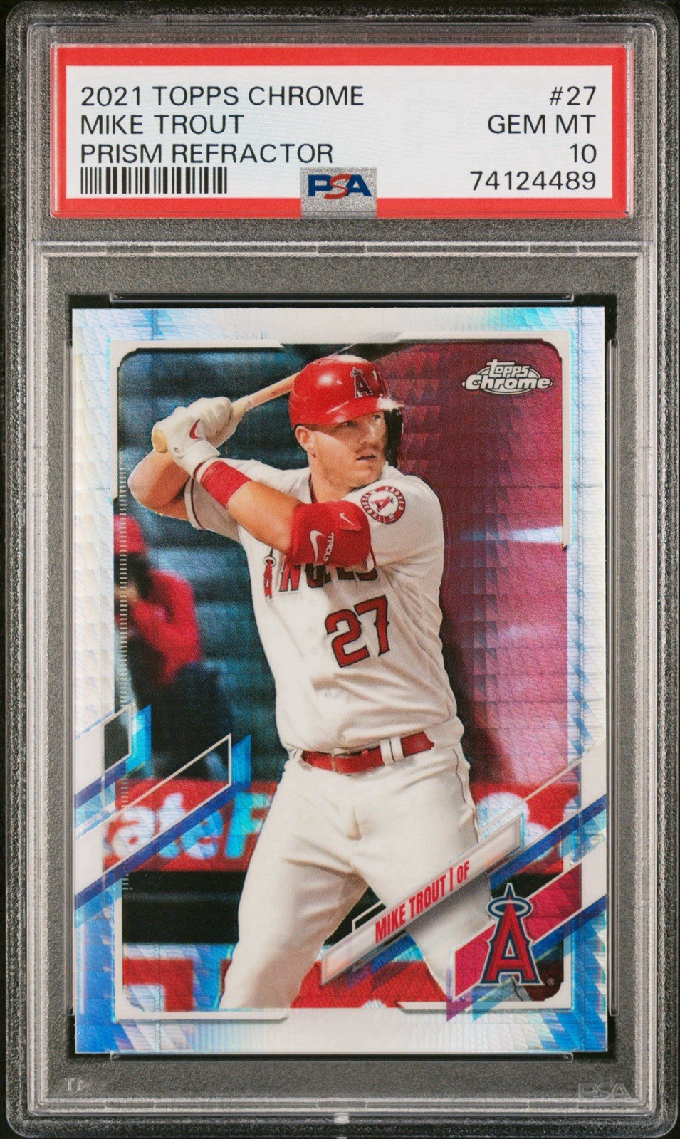 Mike Trout 2021 Topps Chrome Prism Refractor PSA 10 Los Angeles Angels #27