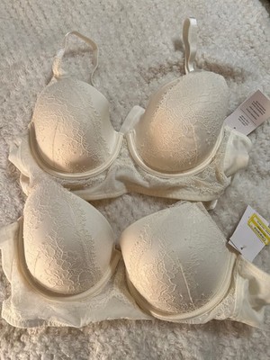 Auden Womens 38B white Lightly Lined Full Coverage UW Bra lot of TWO. NWT