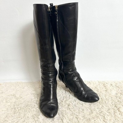Louis Vuitton Long Boots Shoes EU 36.5 US 6.5 Leather Black Authentic