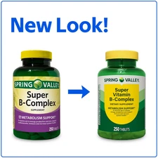 Spring Valley Super B-complex Dietary Supplement Tablets 250 Pieces, Free Ship