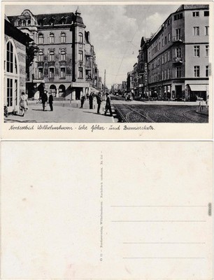Postcard Wilhelmshaven Gökerstraße and Bismarckstraße - busy 1935