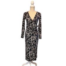 Diane Von Furstenberg For Target Wrap Dress XXS Womens Black Knee Length LS City