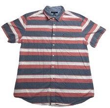 Tommy Hilfiger Men s Multicolor Striped Button Up Short Sleeve Shirt Size XL