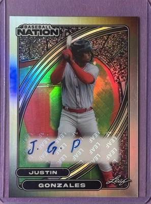 2026 Leaf Baseball Nation Justin Gonzales Silver Prizm Auto /25 Boston Red Sox - Image 1 of 2