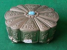 VECCHIO COFANETTO BAULETTO PORTAGIOIE IN METALLO ARGENTATO ANNI '50. CT63