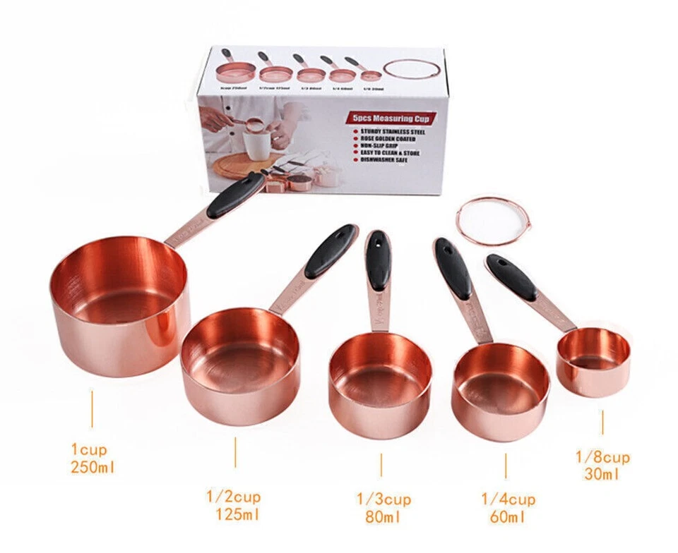 Portable Non-stick Stainless Steel Measuring Cups Spoons Set Kitchen Baking Tool - Image 4 of 4
