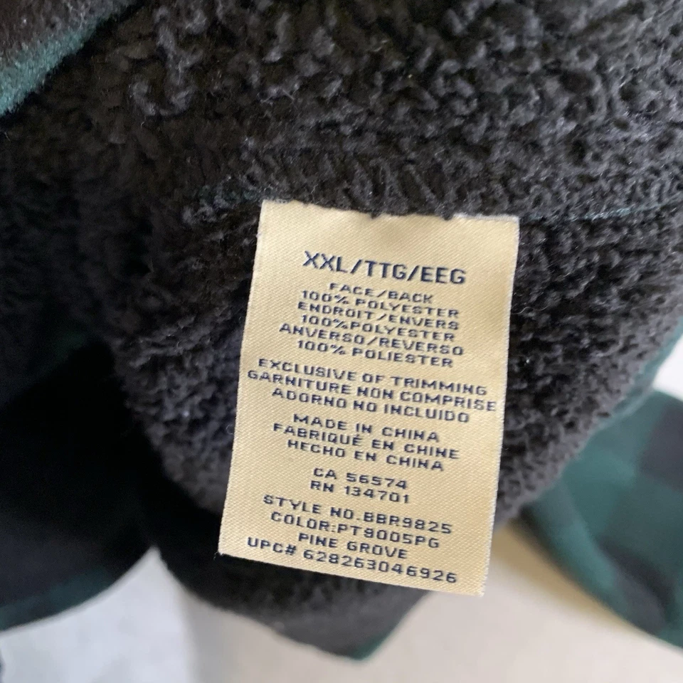 Boston Traders Flannel Jacket Shacket Mens 2XL Sherpa Lined Green Plaid Workwear - Image 4 of 4