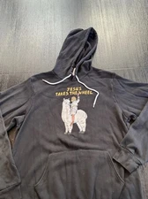 jesus take the wheel bella and canvas fleece collection L  hoodie Jesus Llama
