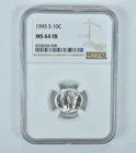 1945-S Mercury Dime MS64 FB NGC Brown Label