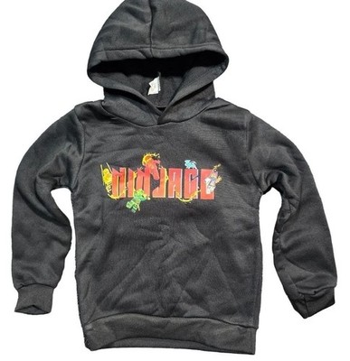 Graphic Print Kids Black Pullover Hoodie