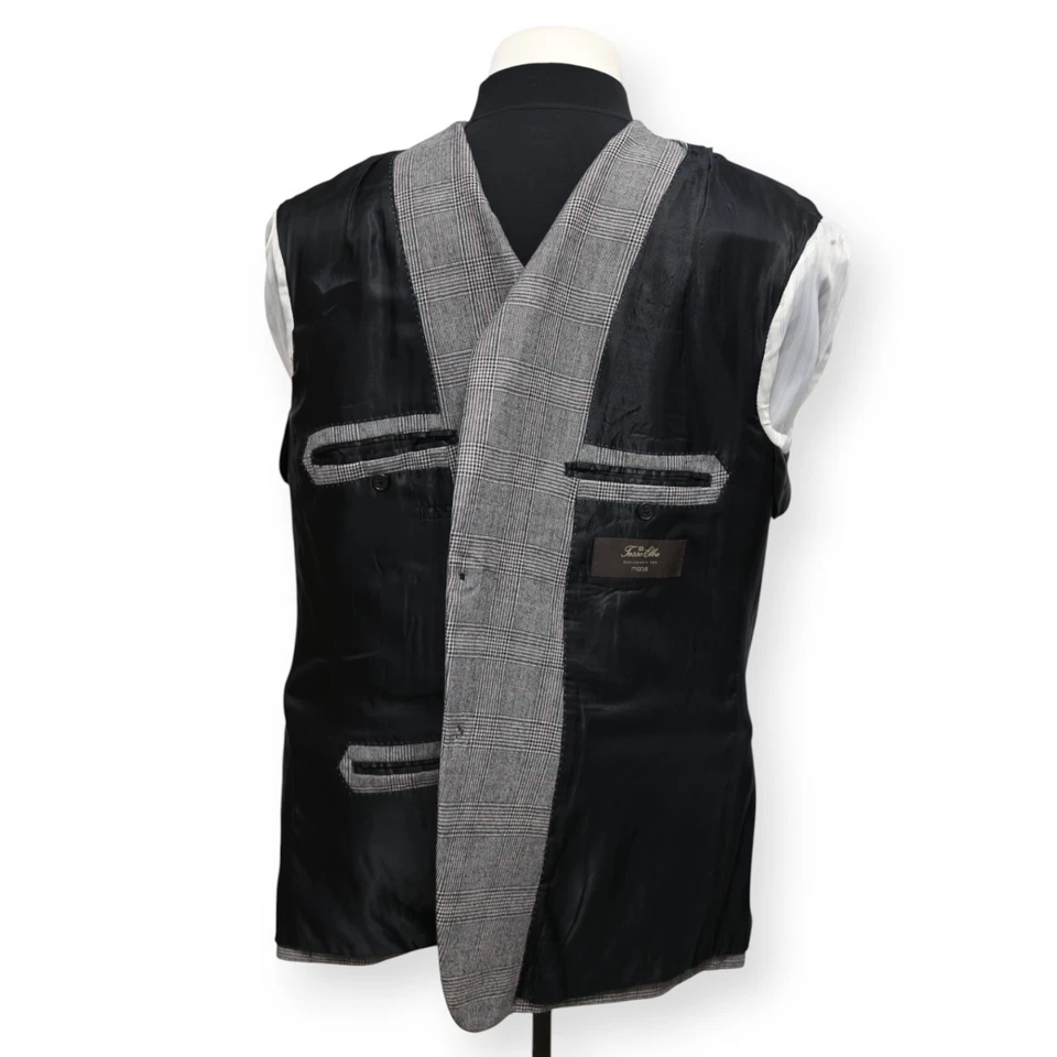 TASSO ELBA Hombre Gris Cuadros 100% Lana Abrigo Deportivo Traje Chaqueta Blazer 48 R Foto 4 de 4