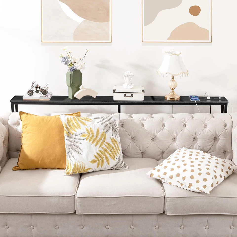 70.9" Narrow Console Table with Charging Station, 5.9" Sofa Table with 2 Powe... - Image 2 of 4