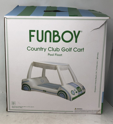 FunBoy Country Club Golf Cart Pool Float-White,Blue,Green,89.5''l x 51''w x 46.5''h