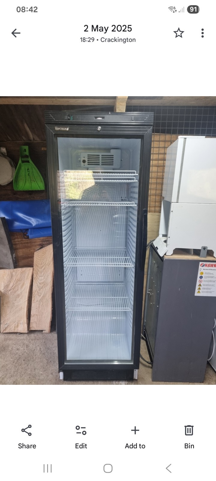 Display Fridge Upright Glass Shop Drinks Merchandiser Interlevin Tefcold SC381