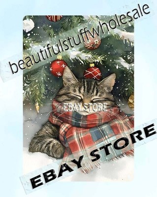 Tree Cat Tin Sign warm festive home garage wall
