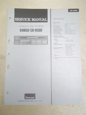Sansui Service Manual~CD-X500 Compact Disc Player~Original~Repair
