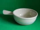 Vintage McCoy USA 7050 Pottery Pink Blue Stripped Chili/Soup Bowl w/Lug Handle