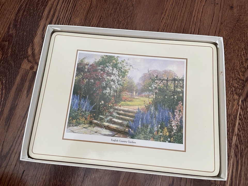 Pimpernel Placemats Set of 6 English Country Garden 12"x9" Cork England