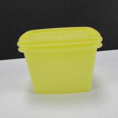 Tupperware Shelf Saver 1243 & Lid 1244 Bright Yellow Vintage 5.5