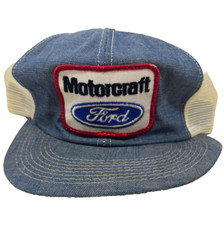 Vintage Ford Motorcraft Denim Snapback Patch Mesh K-Brand Trucker Hat NWDT 80