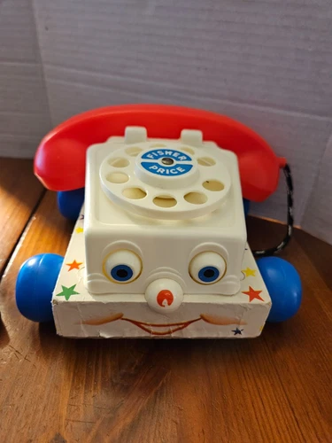 Vintage 1960’s Fisher Price #747 Chatter Phone Rotary Telephone Pull Toy
