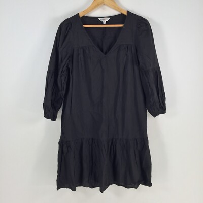 Sunny Girl womens dress size 10 shift black long sleeve Vneck