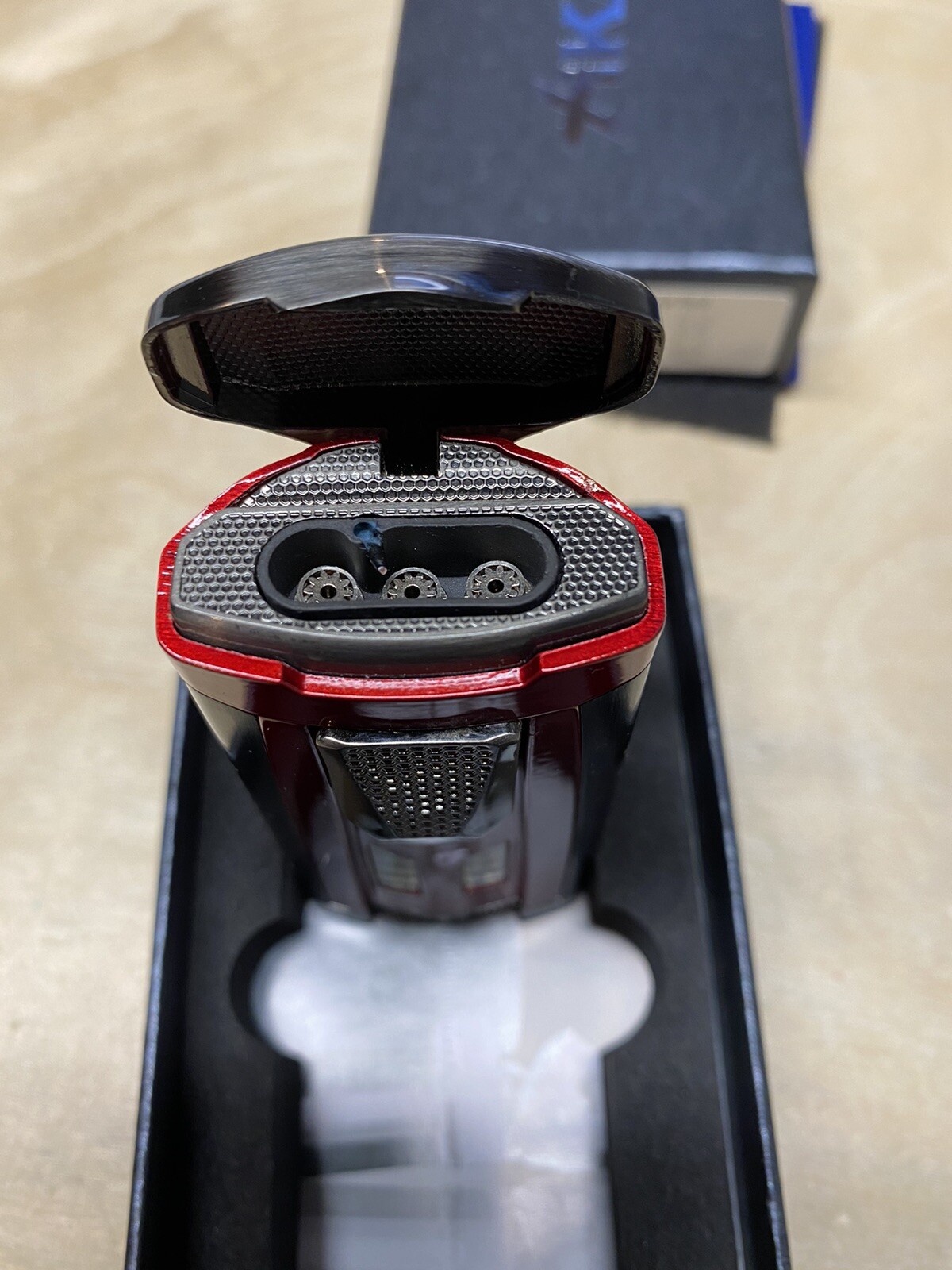 Xikar HP3 Quad Jet Flame Table Top Cigar Lighter - Red - New