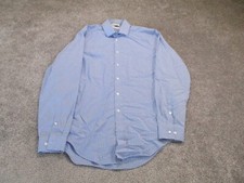 Calvin Klein Shirt Mens 16 34/35 Button Up Dress Shirt Barrell Cuff Blue Plaid