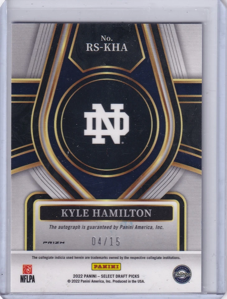 Kyle Hamilton 2022 Panini Select Draft Picks Blue Lazer Prizm Rc Auto (4/15) - Image 2 of 2