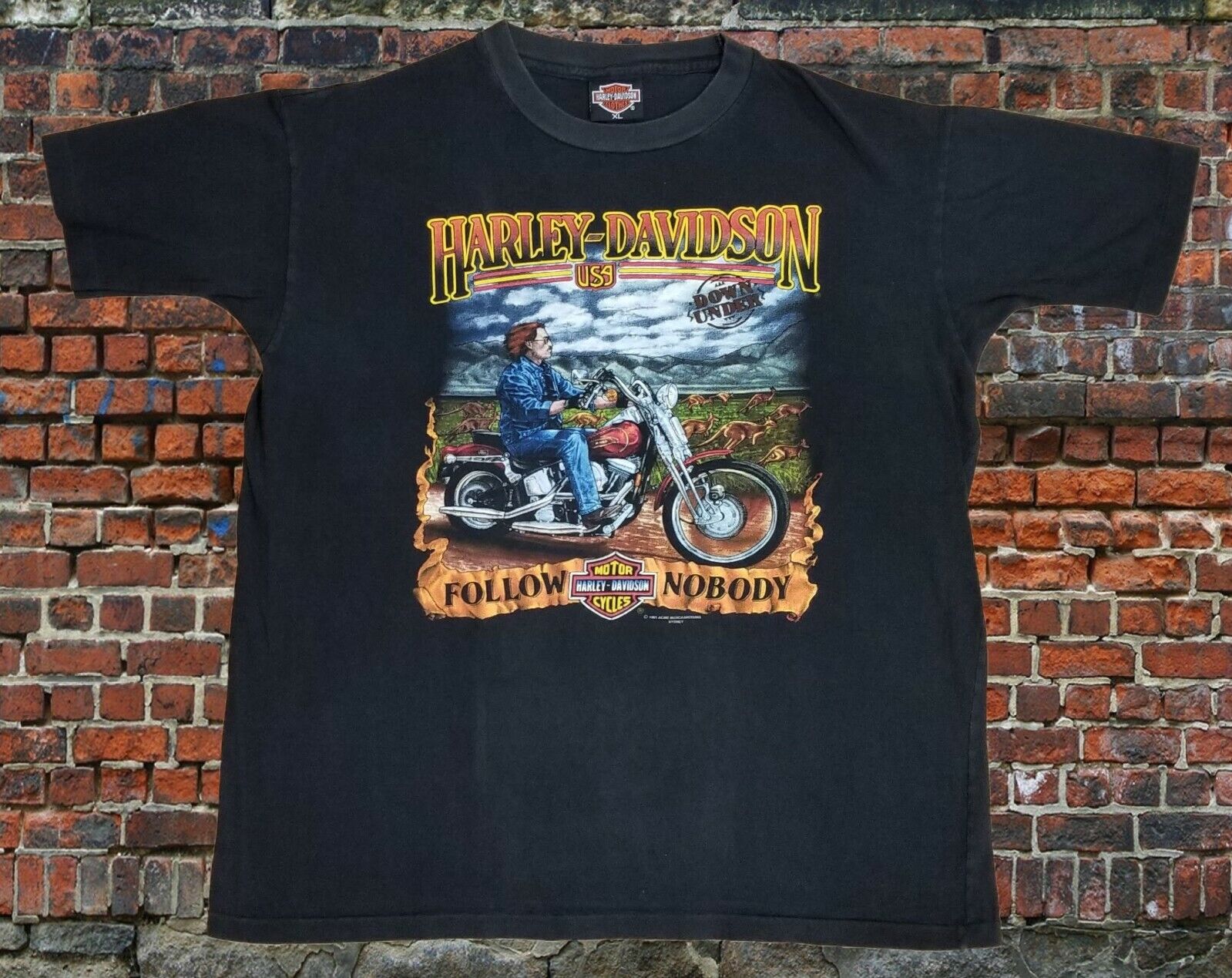 Harley Davidson 90s Sydney Australia Down Under Follow Nobody T-Shirt Size  XL | eBay
