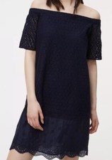 LOFT Black Lace Overlay Off Shoulder Cap Sleeve Pullover Dress XS