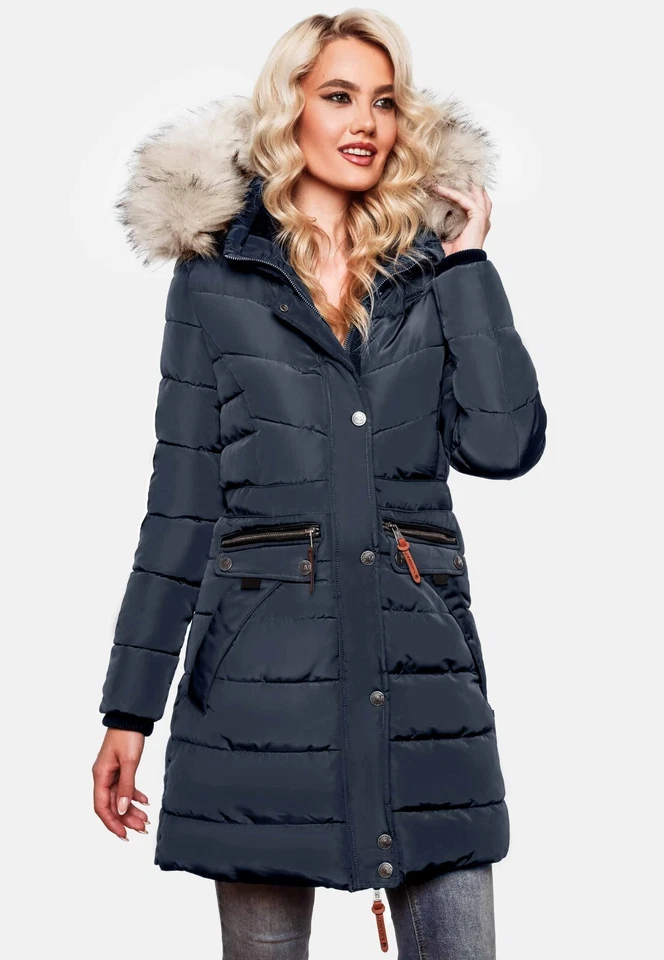 Navahoo PAULA Damen Winter Jacke Steppjacke Mantel Parka Kapuze Warm Gefüttert - Bild 4 von 4