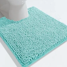Light Blue Soft Cozy Plush Chenille Contour Bath Mat Bathroom Rug
