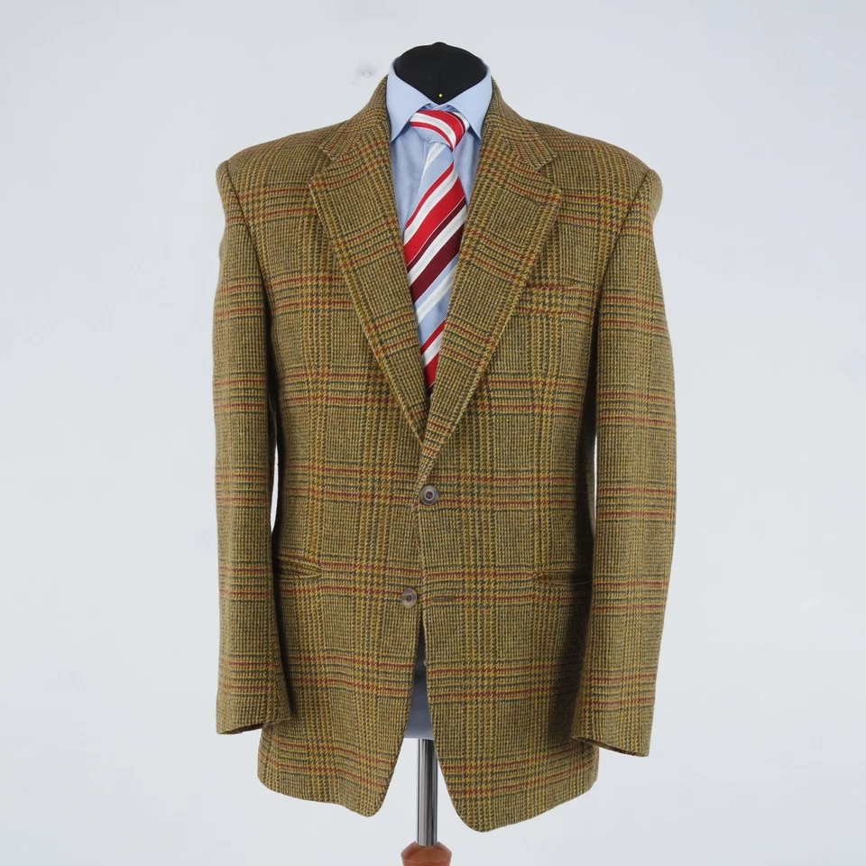 Mens Check Tweed Jacket 42R UK Size Mustard Wool Sport Coat Blazer - Image 4 of 4