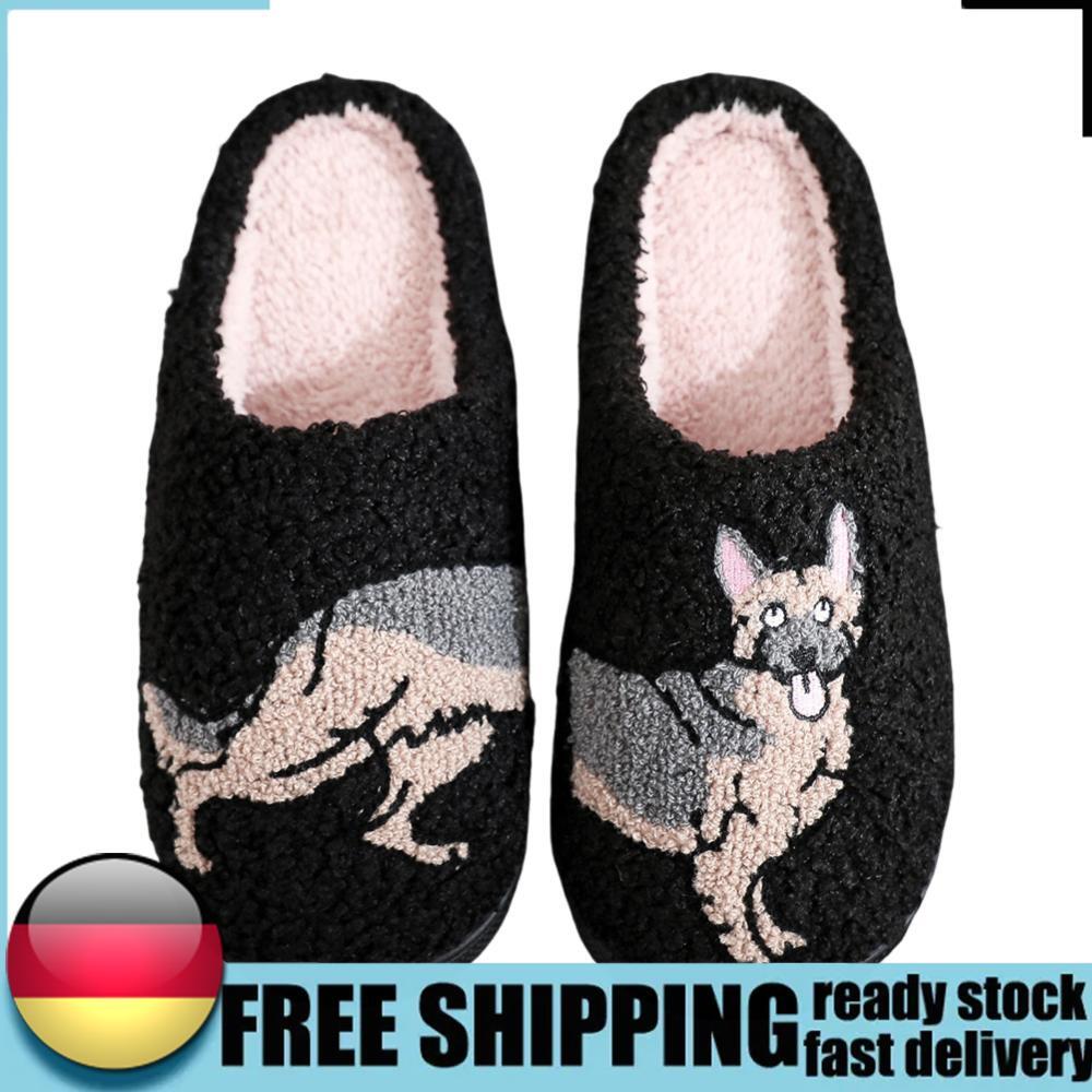 APL German Shepherd Slippers Fluffy Animal Slippers for Autumn Winter (40 41)
