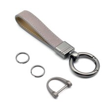 Car Fob Key Chain Genuine Leather Keychains Holder for Men and Women 360 Degr...