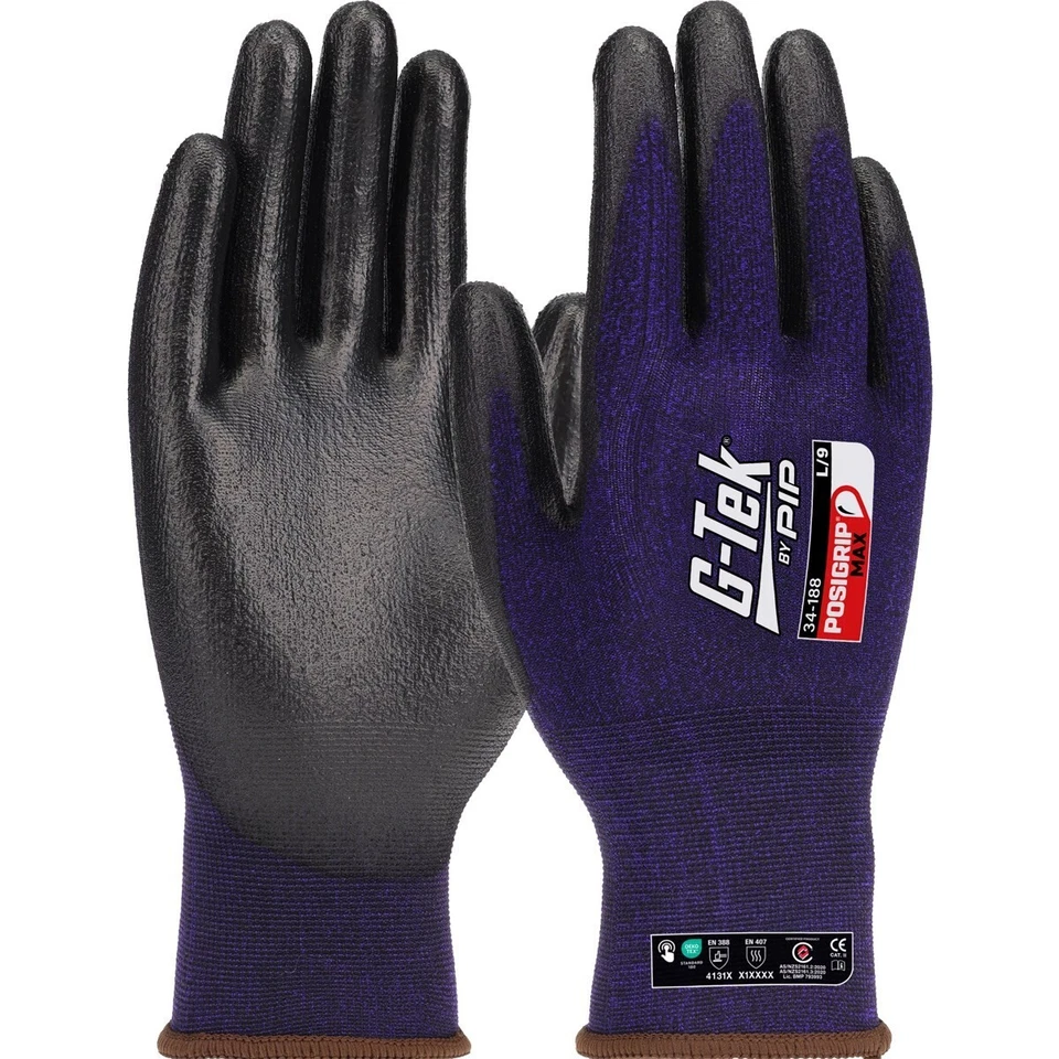 12 x G-Tek 34-188 PosiGrip Max Technology Oil Grip Abrasion Resistance Gloves