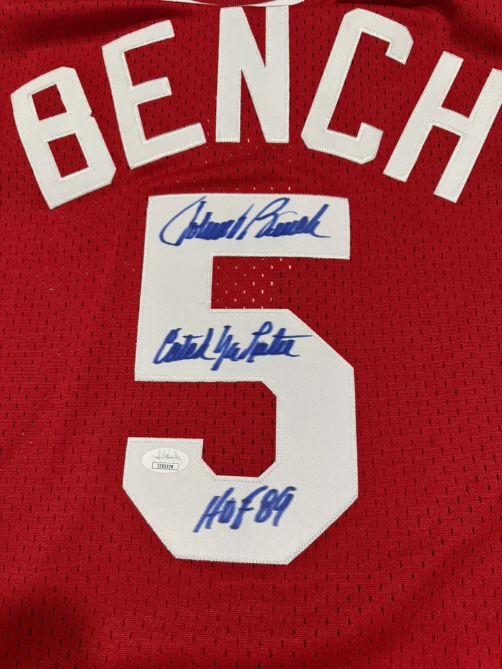 Johnny Bench AUTO “ Catch Ya Later ” HOF 89 Signed Reds Jersey JSA CERT - Image 2 of 4