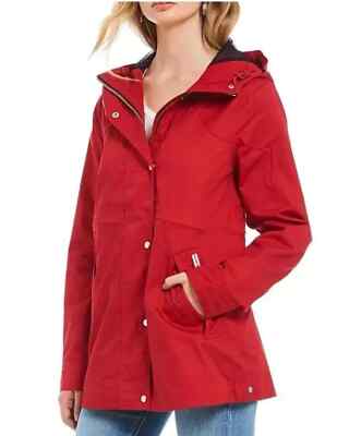 Hunter Women s Water-Resistant Cotton Rain Smock   Red Jacket