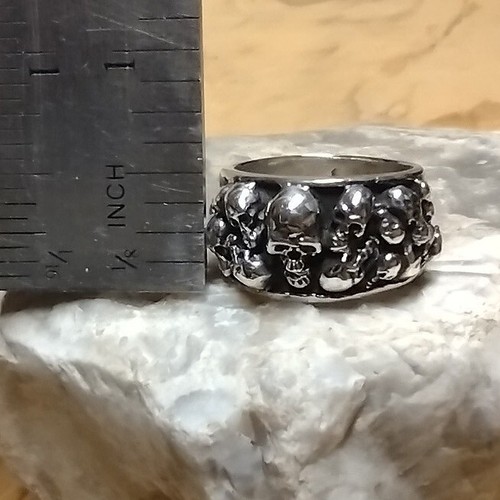 ANILLO GUERRERO ALMAS PERDIDAS CALAVERA PLATA ESTERLINA 925 SÓLIDA HOMBRE/MUJER - EE. UU. - Imagen 6 de 7