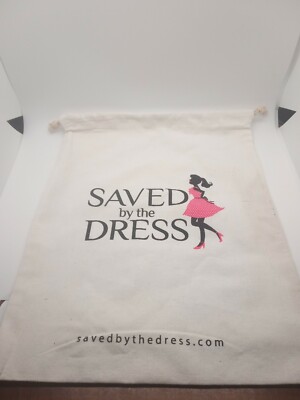 Saved by the Dress - Drawstring Bag - Pink polka dot dress Silhouette Lady 11x14