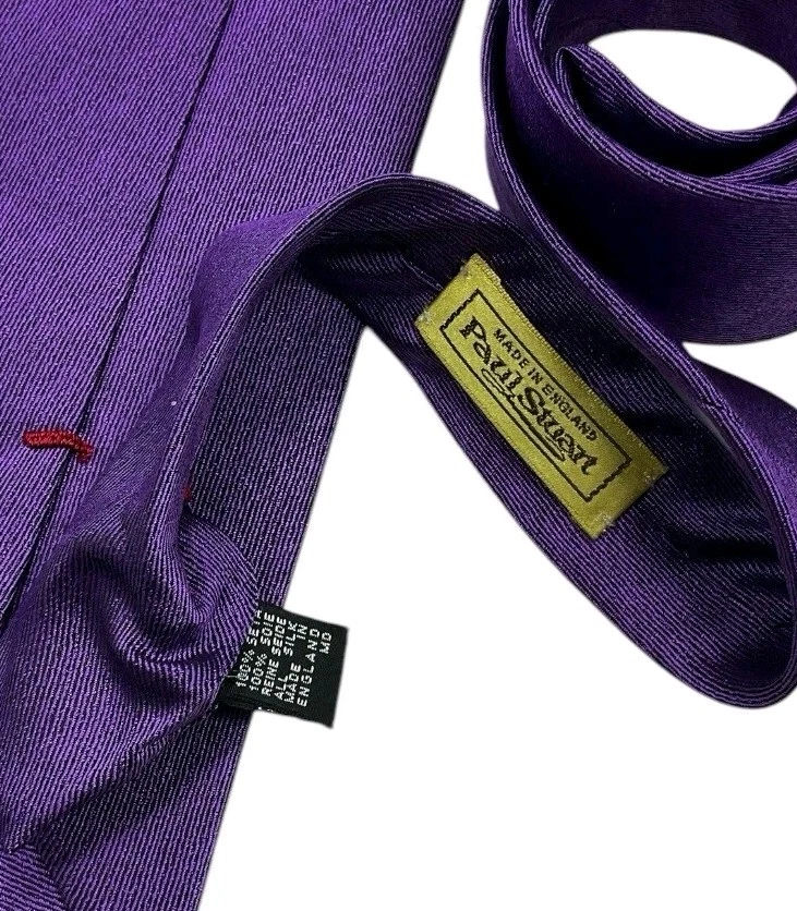 PAUL STUART Solid Purple Silk LUXURY Tie ENGLAND  - Image 4 of 4