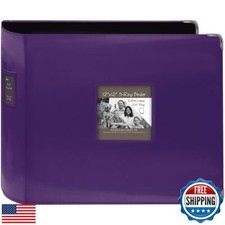 Pioneer Sewn Leatherette 3-Ring Binder 12"X12"-Bright Purple