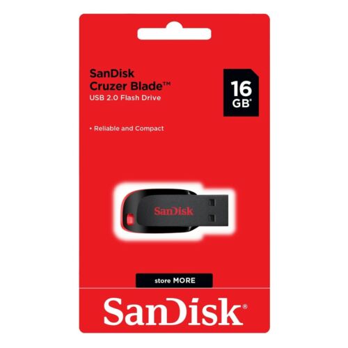SanDisk Cruzer Blade 16GB USB Flash Drive Interface USB 2.0 for windows and mac - Picture 1 of 8